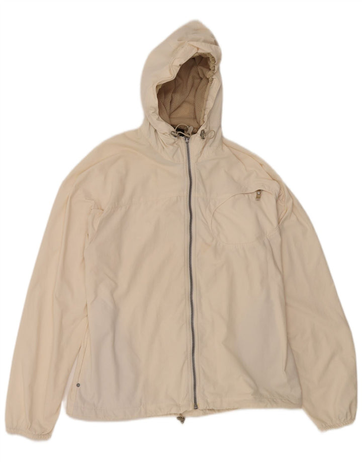 FILA Womens Hooded Rain Jacket UK 14 Large Off White Polyamide