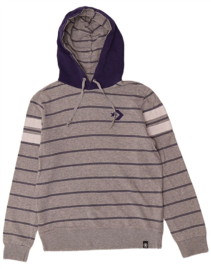 Felpa con cappuccio da uomo Converse in cotone color block grigio medio