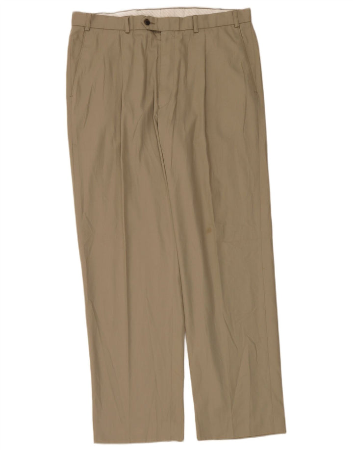 Pantaloni da abito con pegging da uomo Marks & Spencer W36 L31 Poliestere beige