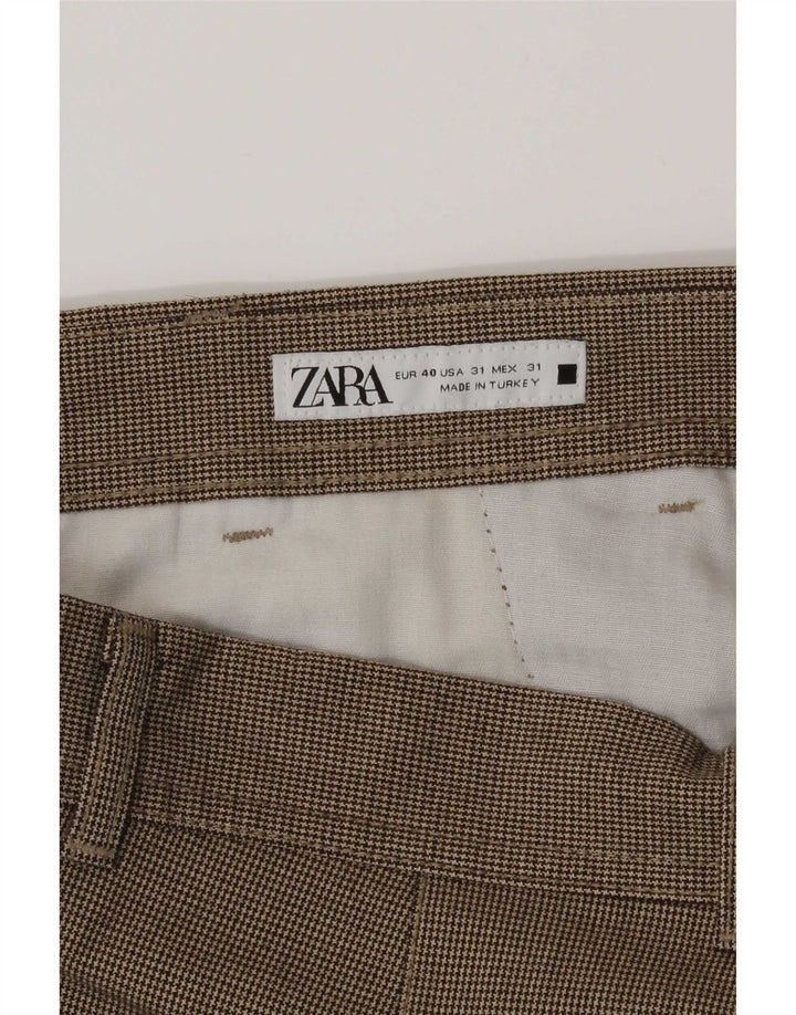 Pantaloni chino corti da uomo Zara medi W31 L24 pied de poule marroni
