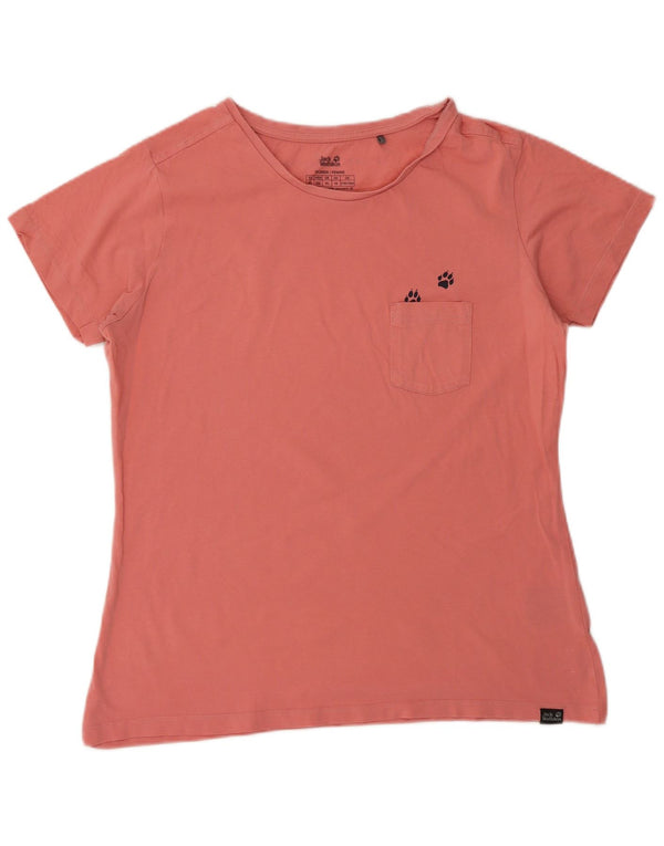 JACK WOLFSKIN T-shirt da donna Top UK 18 XL Cotone rosa