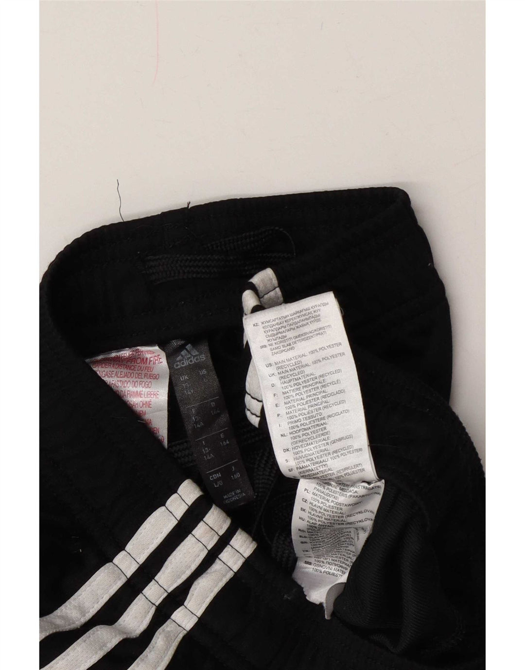 Pantaloni da tuta Adidas da ragazzo Dri Fit 13-14 anni in poliestere nero