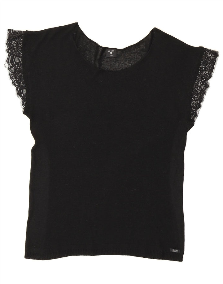 GUESS Womens Blouse Top UK 14 Medium Black Vintage Guess and Second-Hand Guess from Messina Hembry 