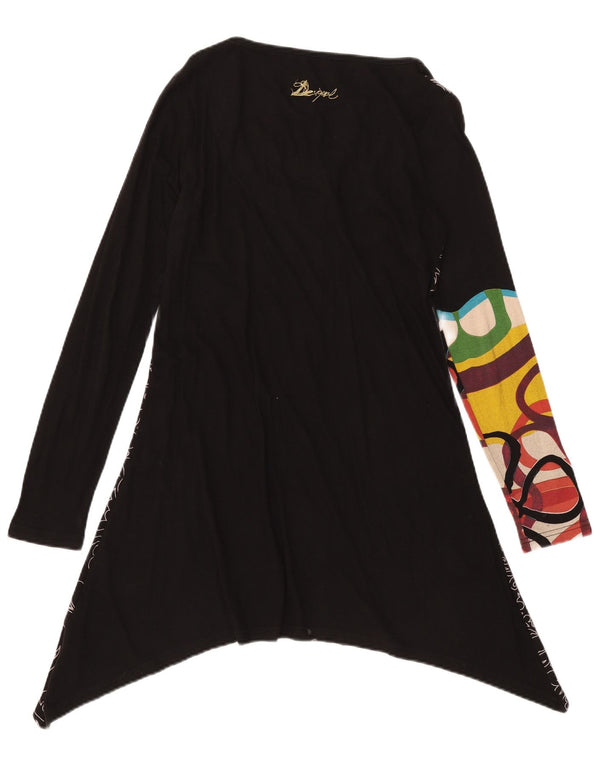 Desigual Abito tunica asimmetrico grafico da donna UK 14 Grande floreale nero