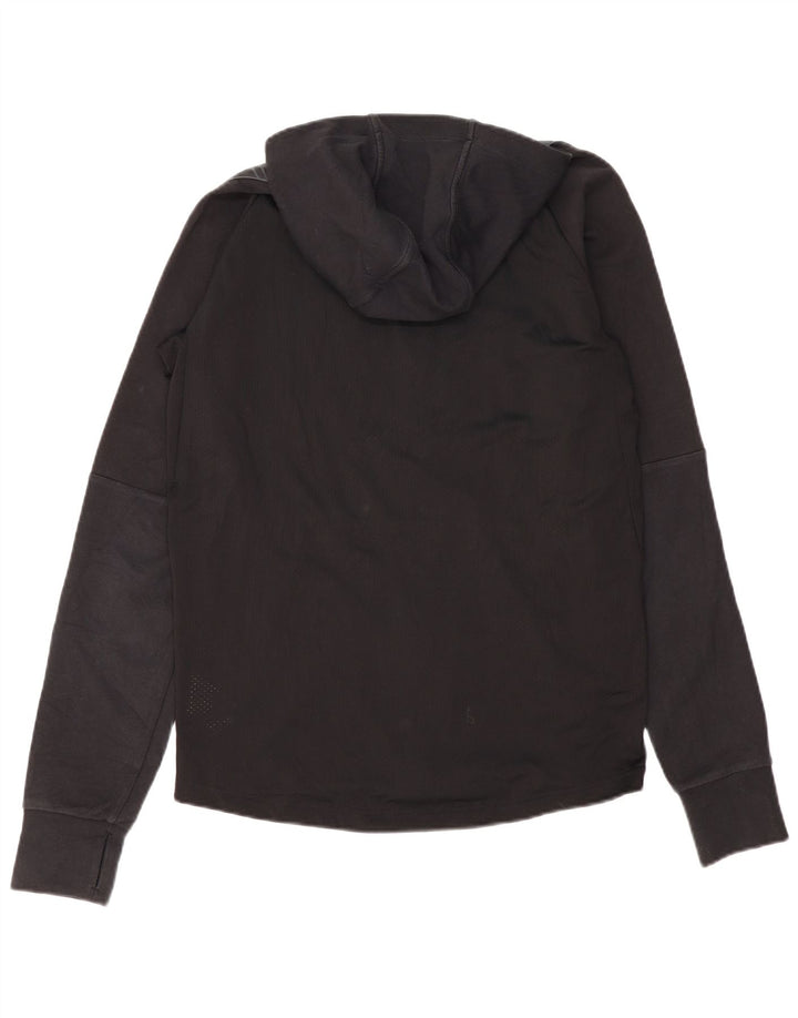 Maglione con cappuccio e zip grafica da uomo Adidas in cotone nero medio