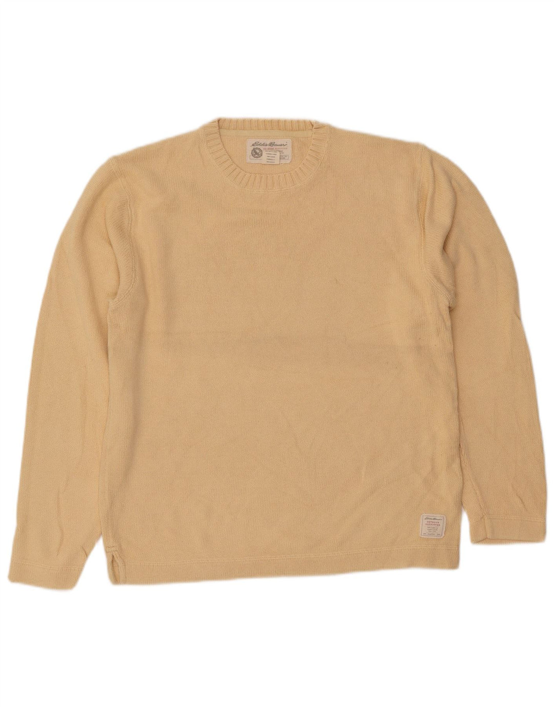 Maglione maglione girocollo da uomo Eddie Bauer piccolo cotone giallo