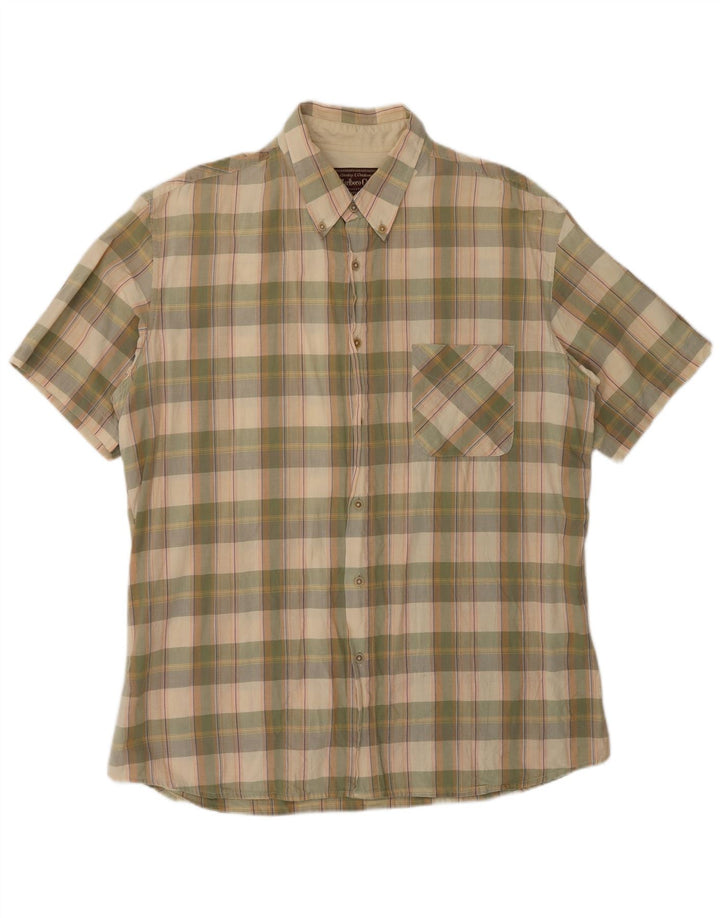 Camicia a maniche corte da uomo Marlboro Classics 2XL cotone a quadri verdi