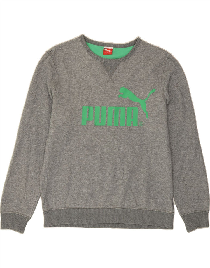 PUMA Mens Graphic Sweatshirt Jumper Medium Grey Cotton Vintage Puma and Second-Hand Puma from Messina Hembry 