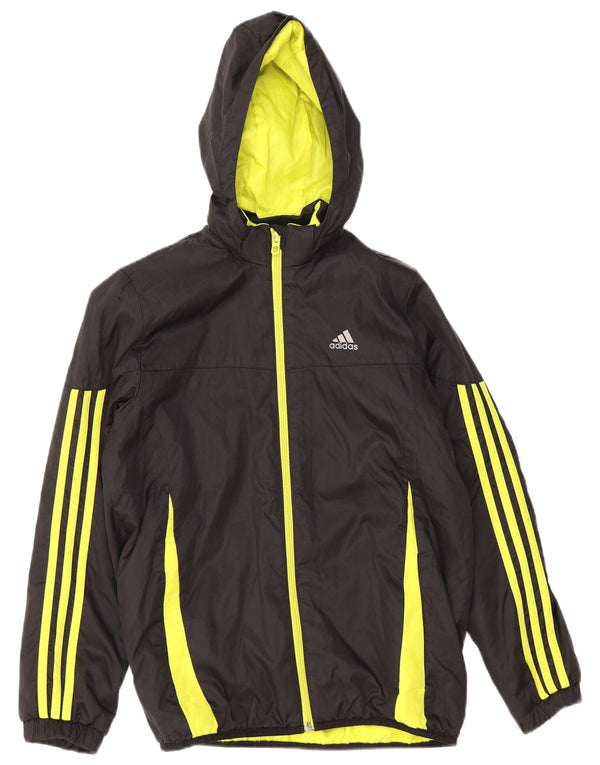 Giacca a vento con cappuccio ADIDAS per ragazzi 11-12 anni Colorblock nera