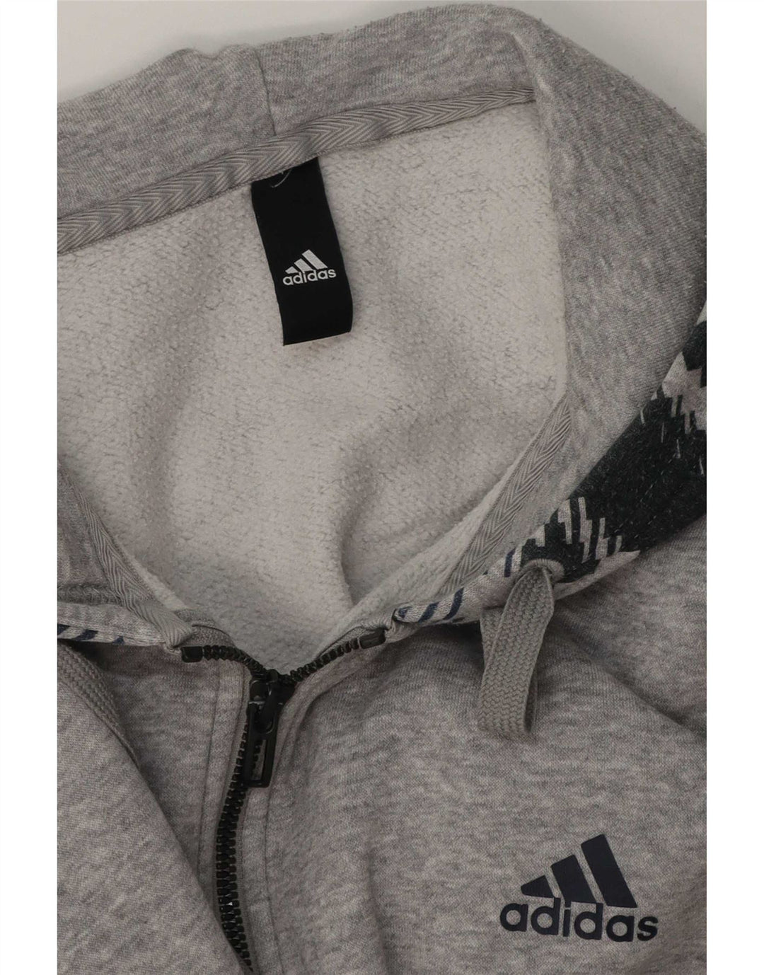Maglione con cappuccio e zip Adidas da uomo grande grigio geometrico