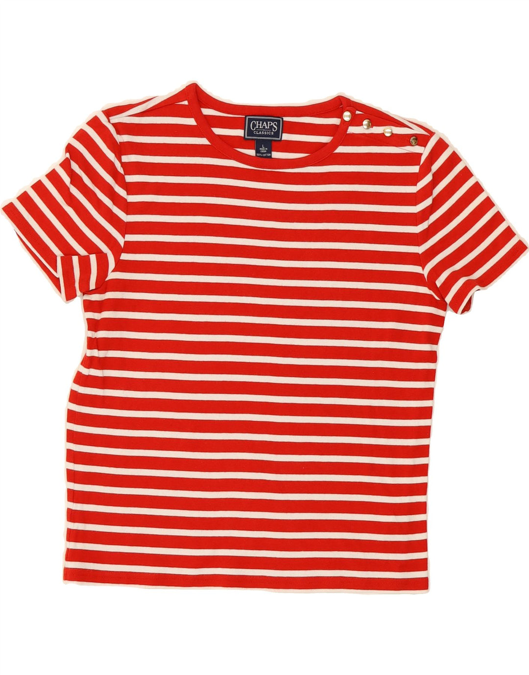 CHAPS Womens Classics T-Shirt Top UK 14 Large Red Striped Cotton Vintage Chaps and Second-Hand Chaps from Messina Hembry 