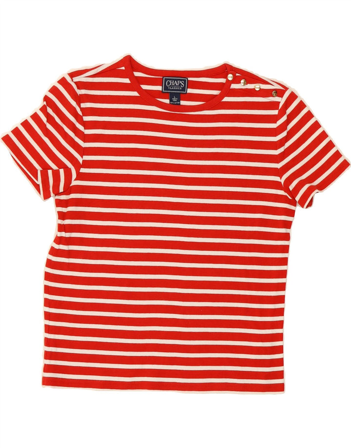 CHAPS Womens Classics T-Shirt Top UK 14 Large Red Striped Cotton Vintage Chaps and Second-Hand Chaps from Messina Hembry 