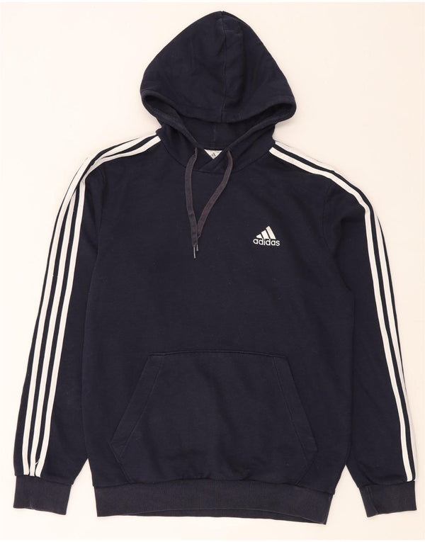 Felpa con cappuccio da uomo Adidas media in cotone blu navy