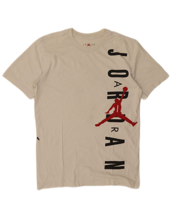 T-shirt grafica da uomo Jordan Top Small in cotone bianco sporco