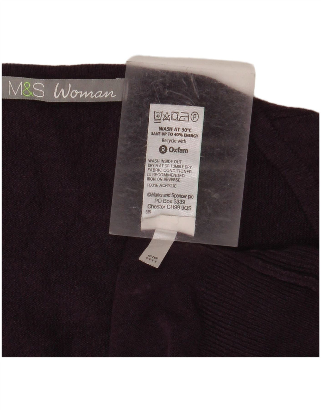 MARKS & SPENCER Maglione da donna con scollo a V UK 18 XL Acrilico viola