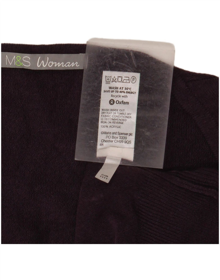 MARKS & SPENCER Maglione da donna con scollo a V UK 18 XL Acrilico viola