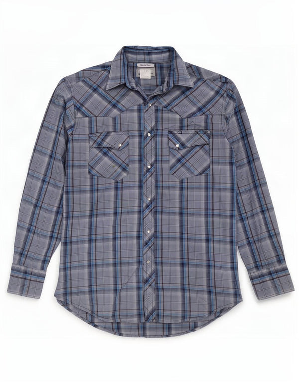 Camicia da uomo Wrangler in cotone a quadri blu medio