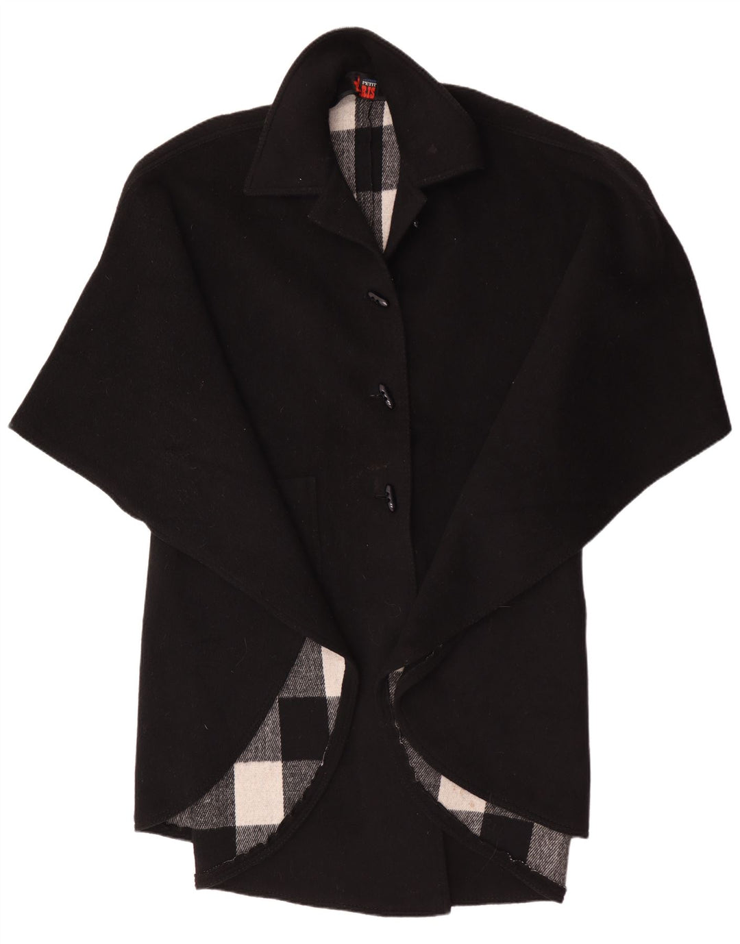 Cappotto poncho da donna Althof Petit Paris EU 38 lana nera media
