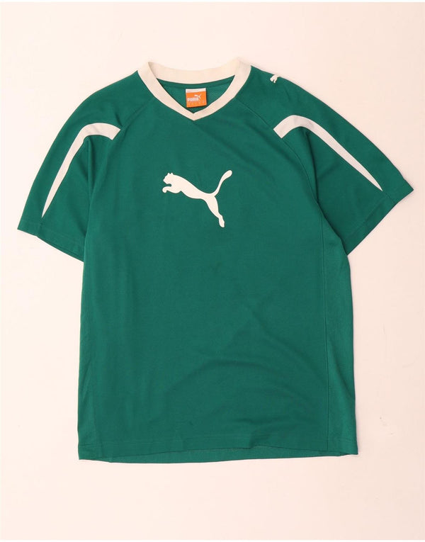 Puma T-shirt grafica da uomo Top Small Verde Colourblock in poliestere