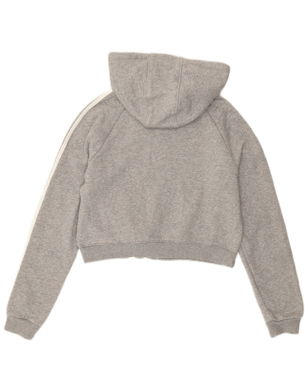 Maglione con cappuccio e zip corta da donna Adidas UK 10 piccolo cotone grigio