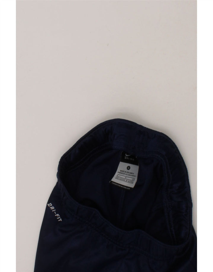 NIKE Boys Dri Fit Sport Shorts 8-9 Years Small Navy Blue Striped Polyester Vintage Nike and Second-Hand Nike from Messina Hembry 