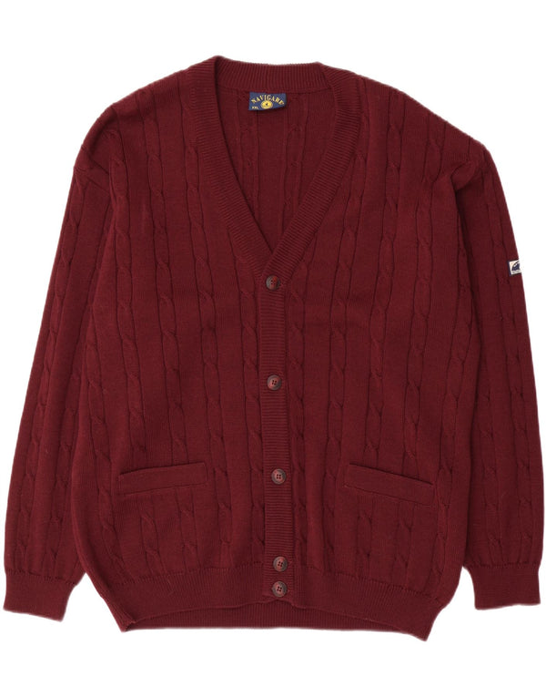 Navigare Mens Cardigan Sweater 2XL Burgundy Wool