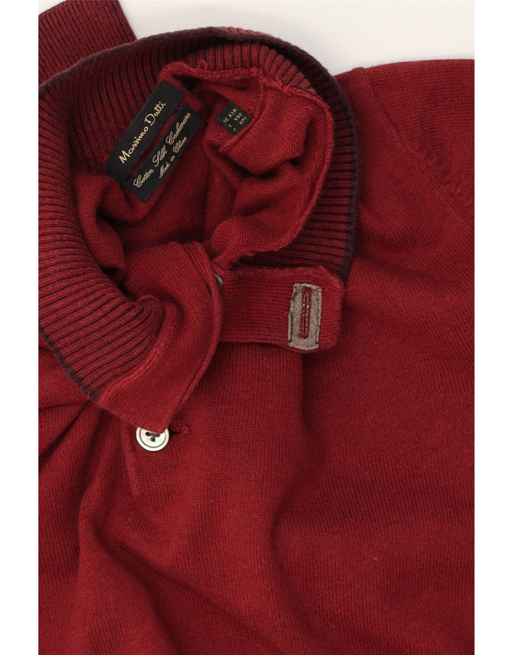 MASSIMO DUTTI Maglione da uomo con collo a bottoni piccolo in cotone bordeaux