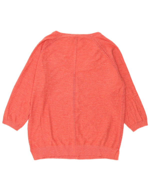 Maglione cardigan con maniche a 3/4 da donna Fat Face UK 12 Rosa medio screziato