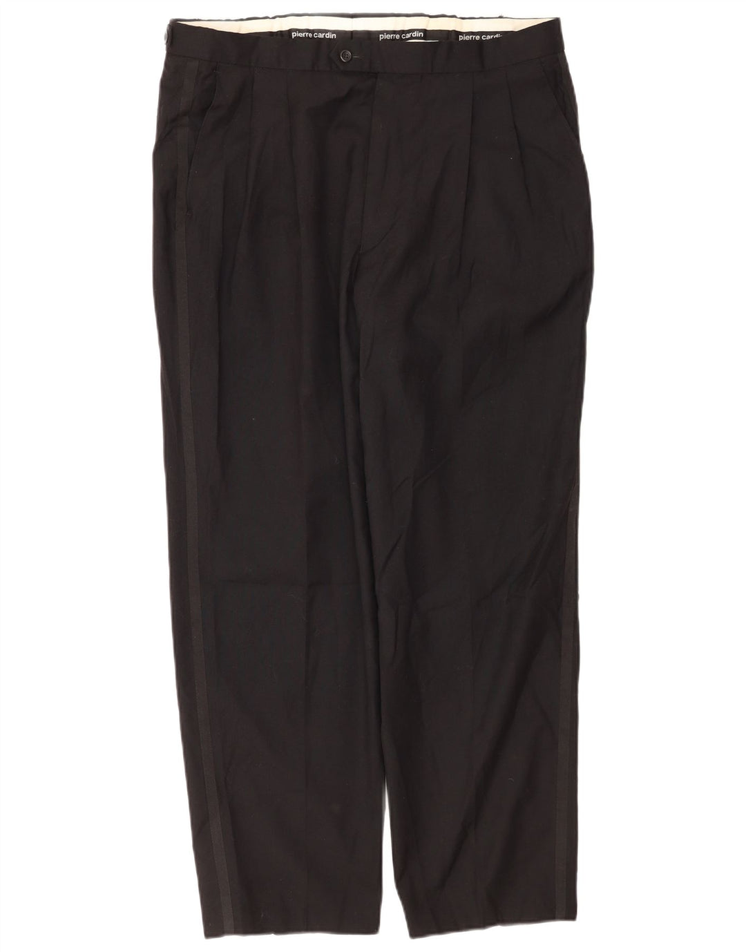 Pantaloni da abito con pegging da uomo Pierre Cardin W38 L29 Lana nera