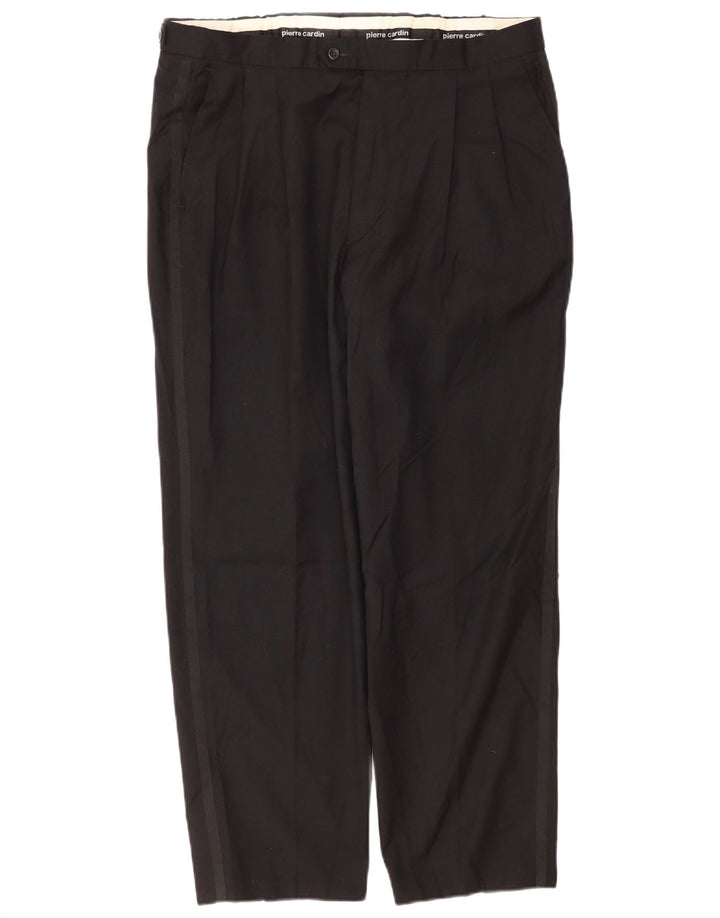 Pantaloni da abito con pegging da uomo Pierre Cardin W38 L29 Lana nera