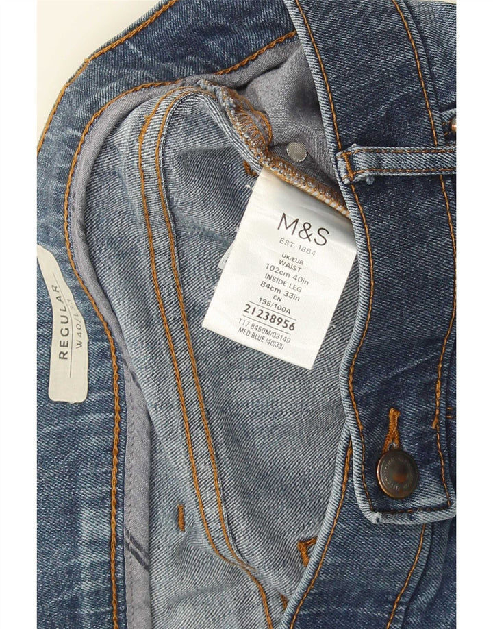 Jeans dritti vestibilità regolare da uomo Marks & Spencer W40 L33 cotone blu