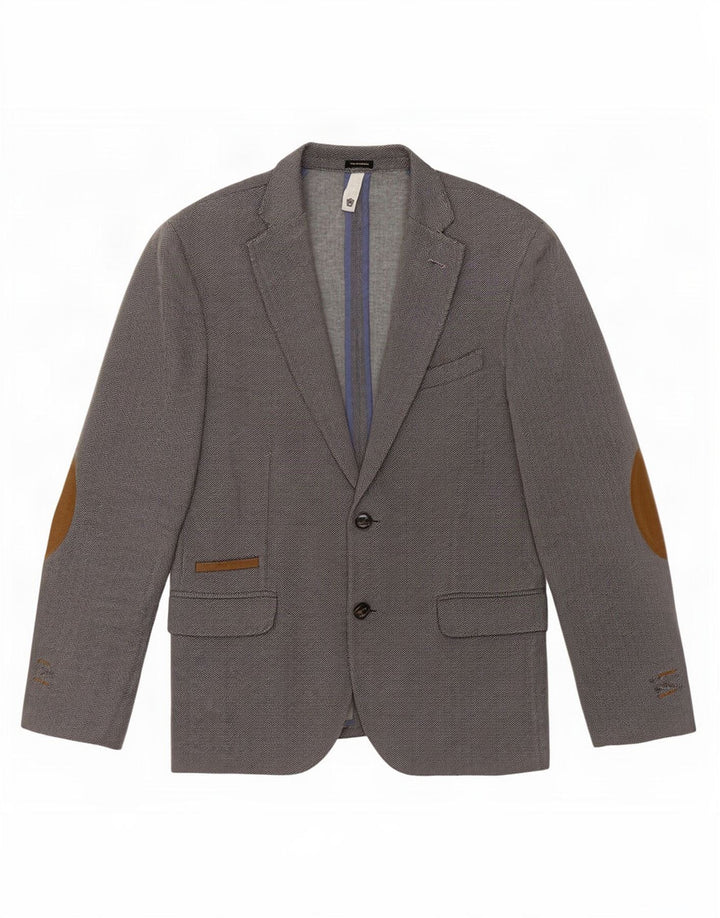 Giacca blazer da uomo a 2 bottoni Massimo Dutti EU 48 Grigio medio a spina di pesce