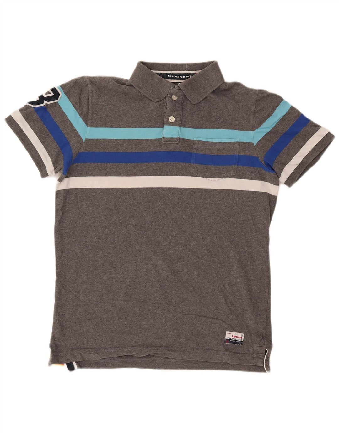 Polo grafica da uomo Superdry 2XL in cotone a righe grigie