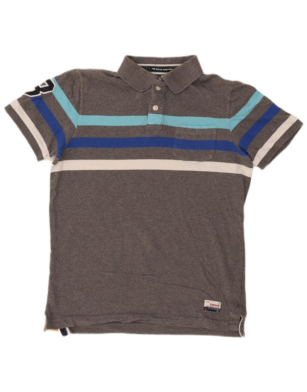 Polo grafica da uomo Superdry 2XL in cotone a righe grigie