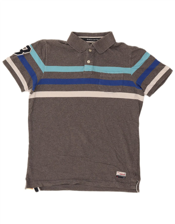 Polo grafica da uomo Superdry 2XL in cotone a righe grigie