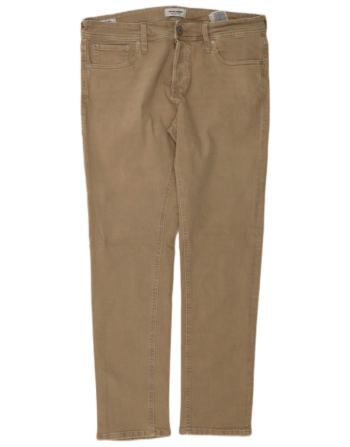 Jack & Jones Uomo GLENN Slim Jeans W34 L32 Cotone Beige