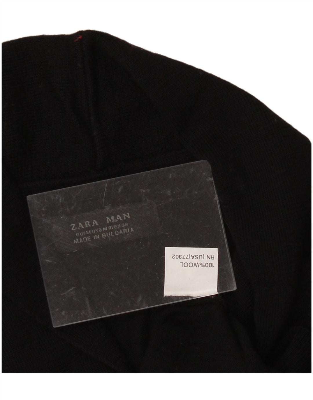 ZARA Mens Shawl Neck Jumper Sweater Medium Black Wool