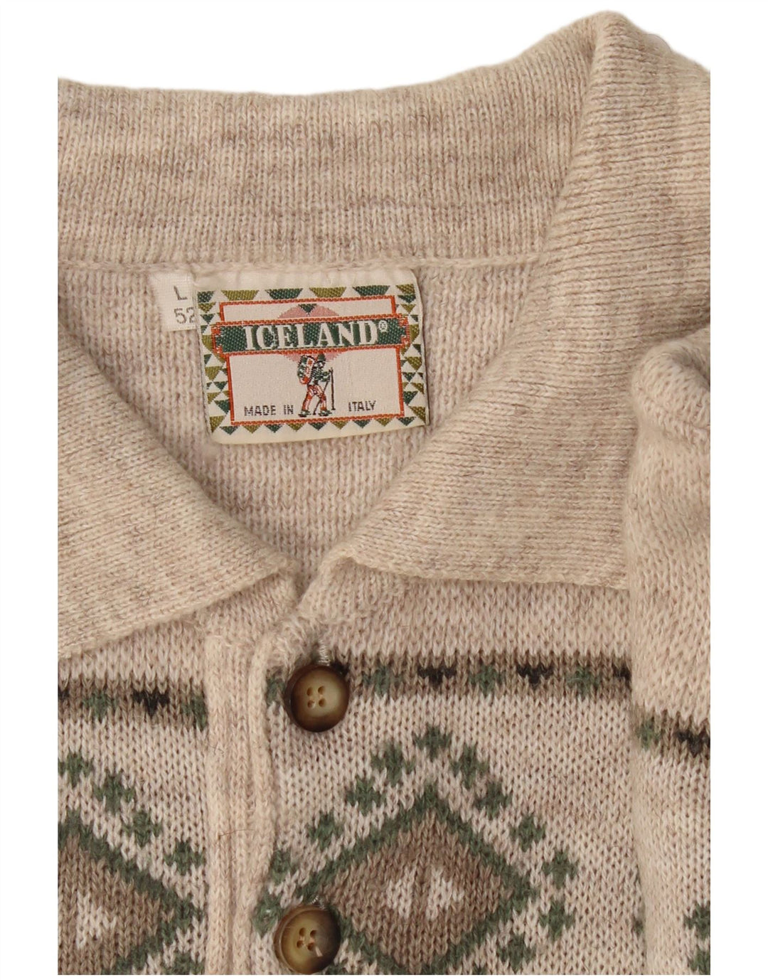 Maglione da uomo con collo alto ISLANDA IT 52 Large Grey Fair Isle