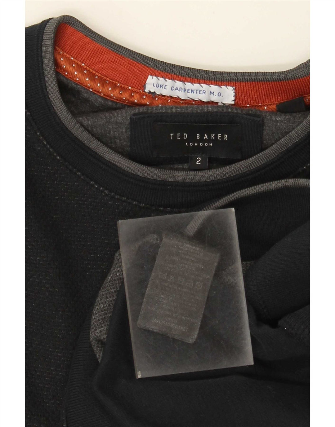 Ted Baker Felpa da uomo Maglione Taglia 2 Small Blu Navy Colourblock