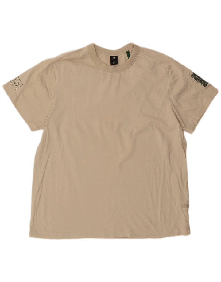 G-STAR Mens T-Shirt Top 2XL Beige Cotton