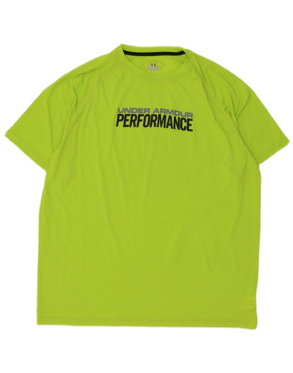 T-shirt grafica da uomo Under Armour Heat Gear Top grande poliestere verde