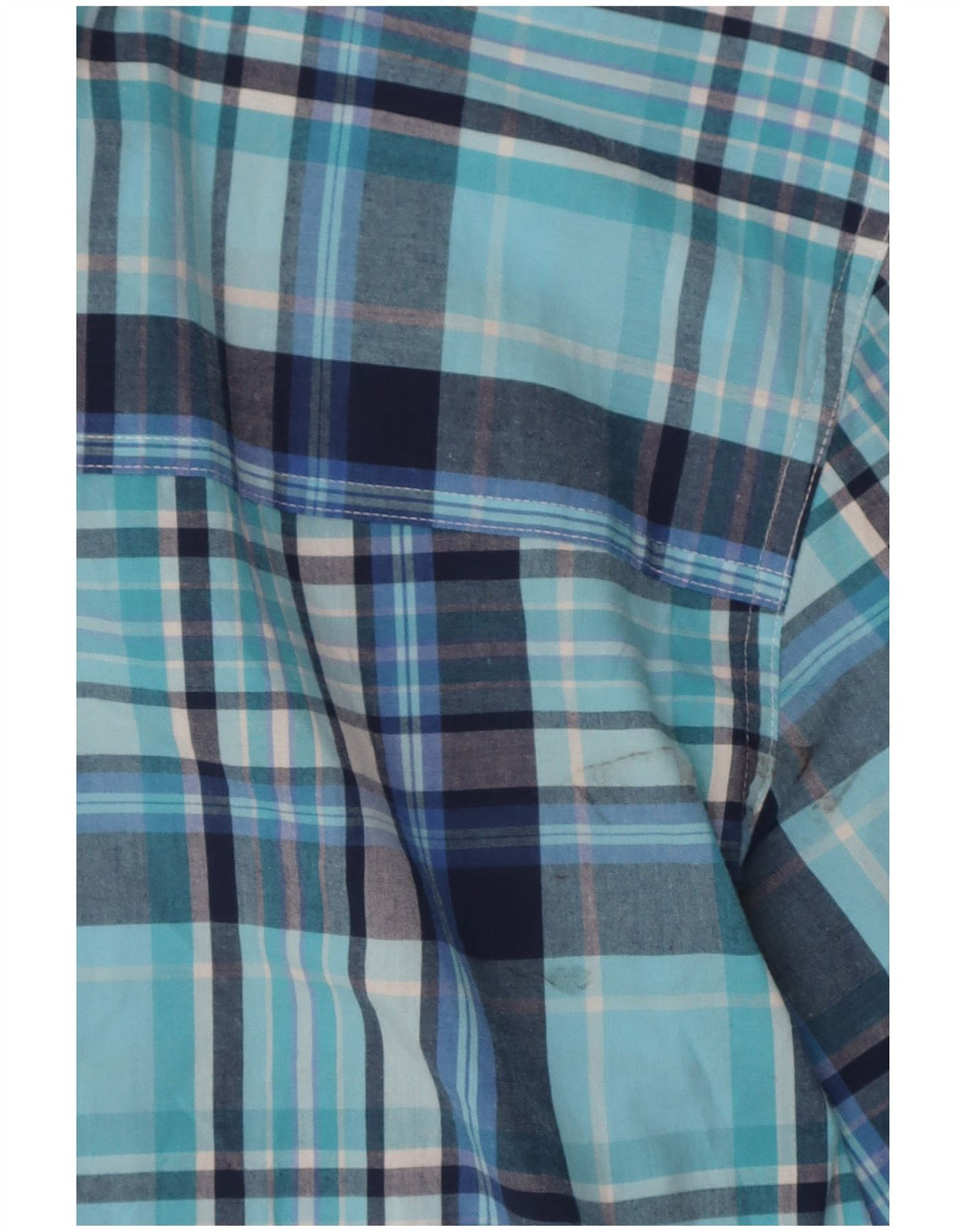 Chaps - Camicia a maniche corte da uomo, facile da pulire, in cotone a quadri blu grande