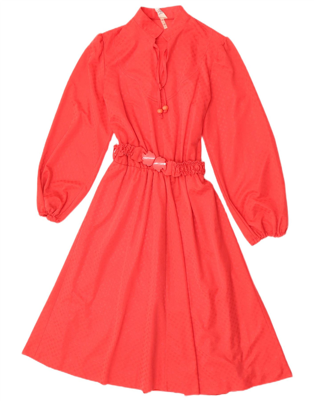 Abito a trapezio a maniche lunghe da donna vintage EU 40 Acetato geometrico rosso medio
