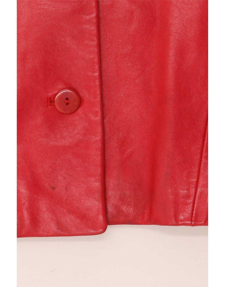 Marc Cain Giacca Blazer in Pelle da Donna a 4 Bottoni US Small Rossa