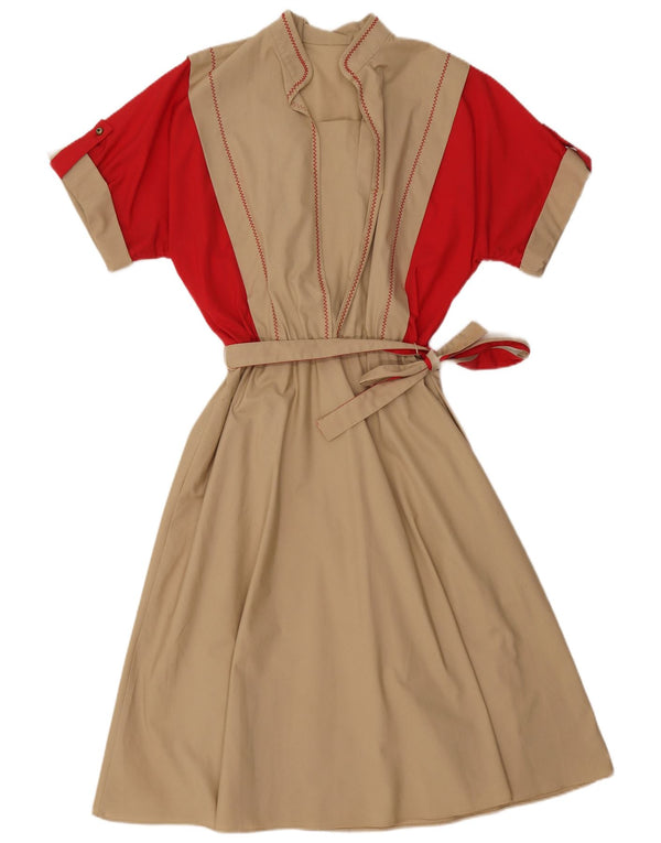 Abito lungo da donna VINTAGE UK 16 Large Beige Colourblock