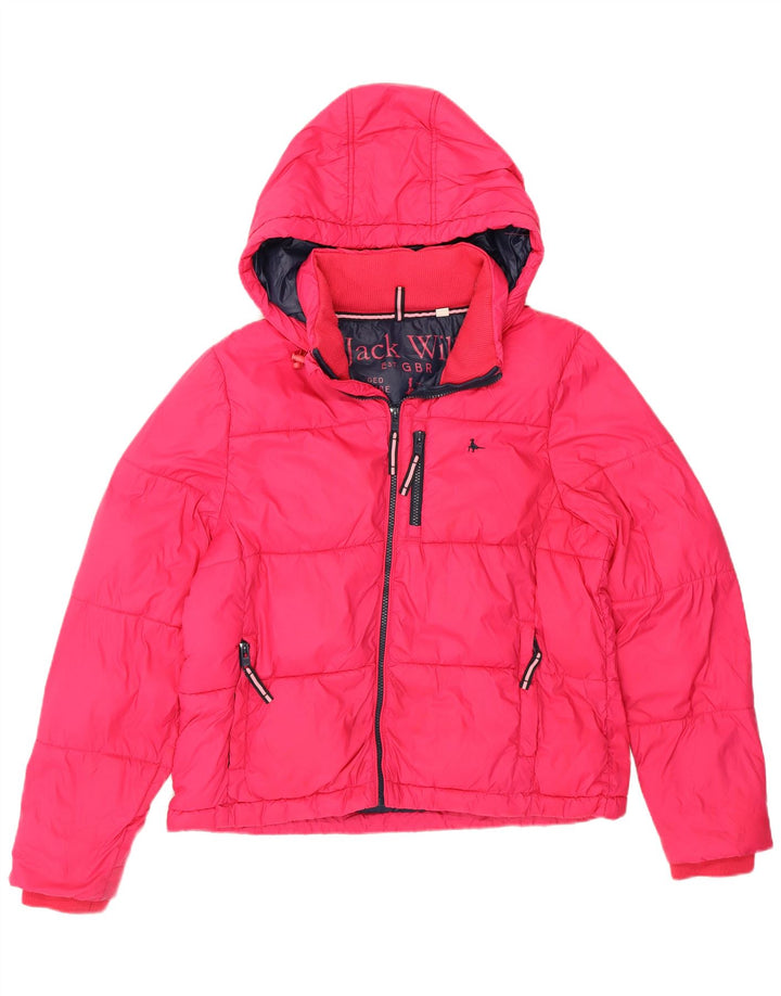 Giacca imbottita con cappuccio da donna Jack Wills UK 12 poliammide rosa medio