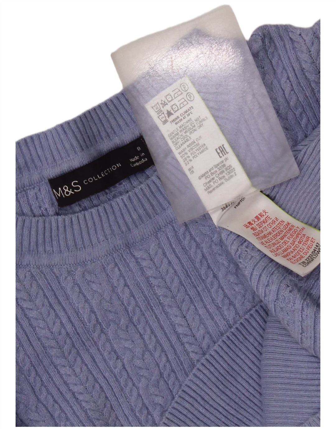 Maglione maglione girocollo da donna Marks & Spencer UK 8 piccolo viscosa blu