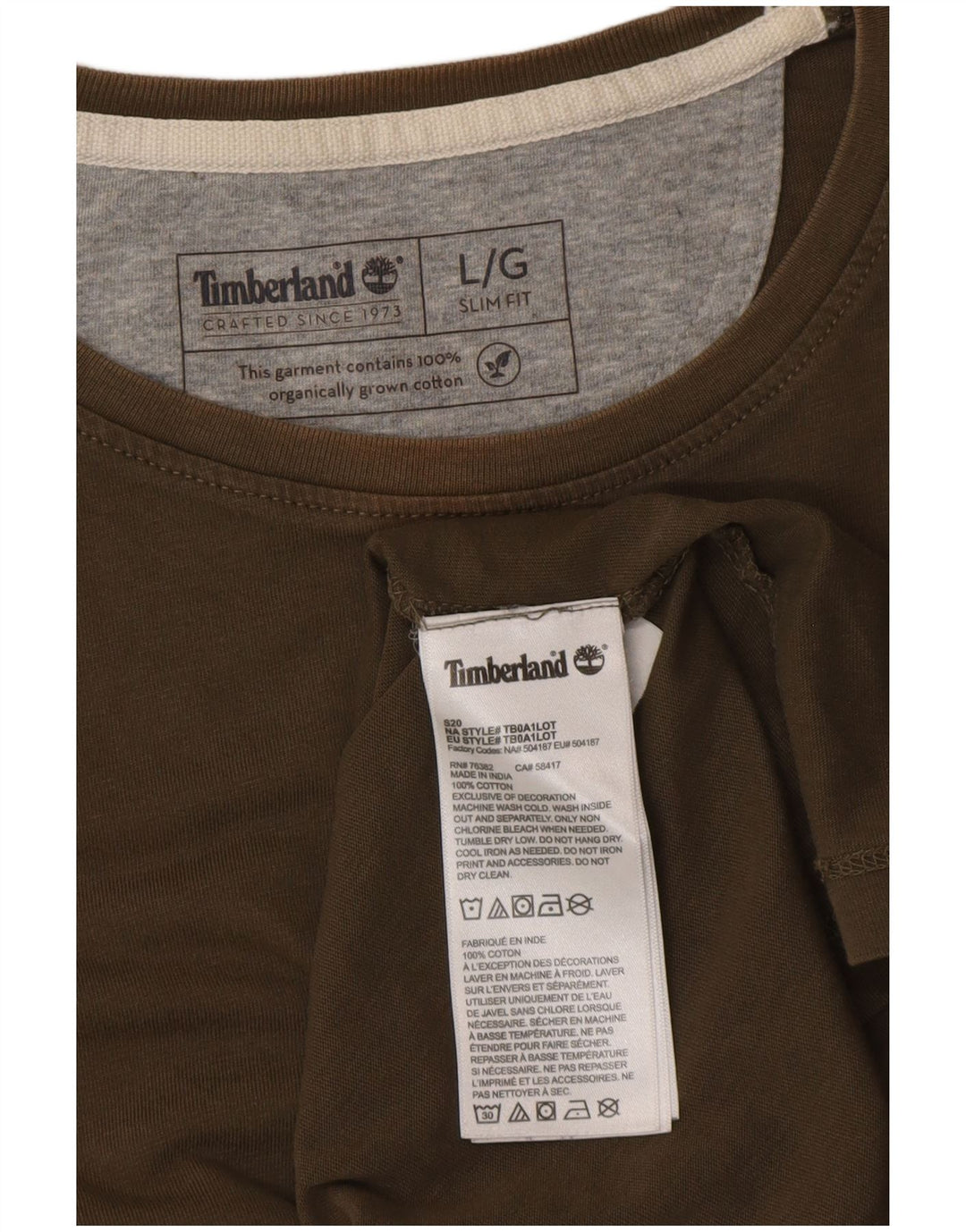 TIMBERLAND T-shirt slim fit da uomo grande in cotone kaki