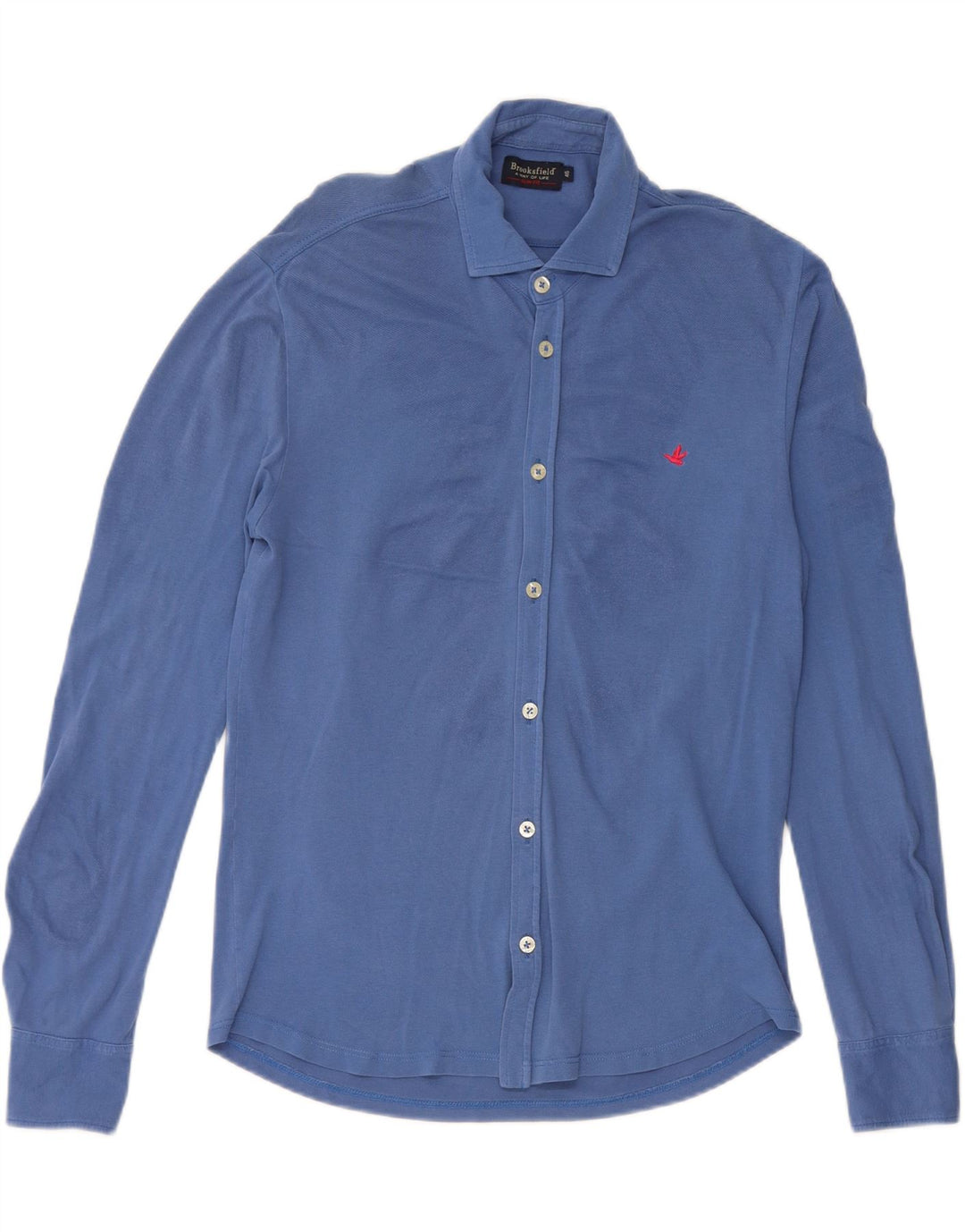 Camicia Brooksfield Uomo Slim Fit IT 46 Small Blu Cotone