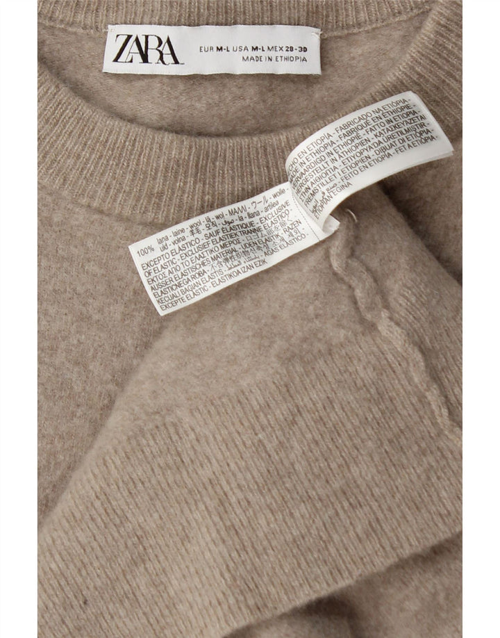 Maglione girocollo oversize da donna Zara UK 12 Lana beige medio